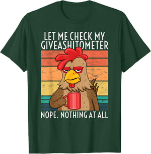Coffee Drinking Chicken At Farm Mad Rooster Giveashitometer T-Shirt - T-Shirt | Forest