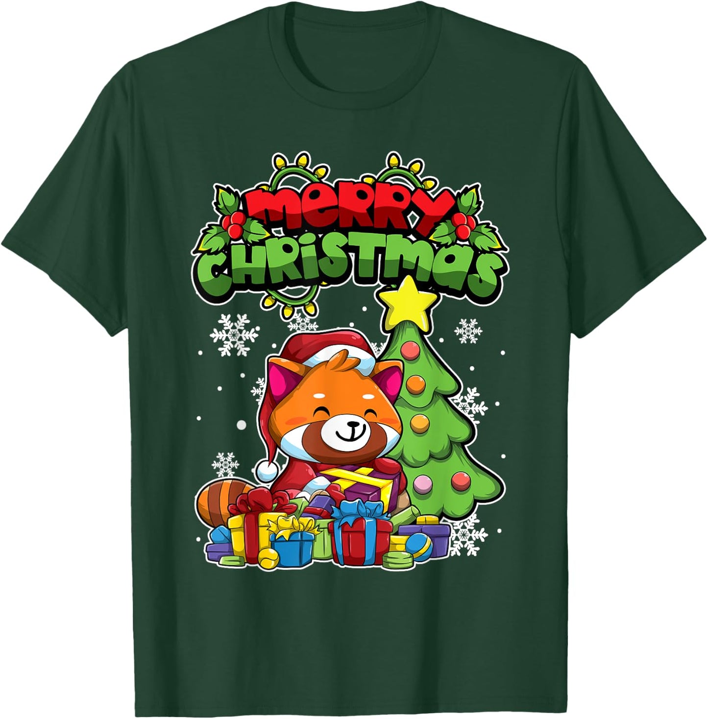 Merry Christmas Animals - Xmas Red Panda T-Shirt - T-Shirt | Forest