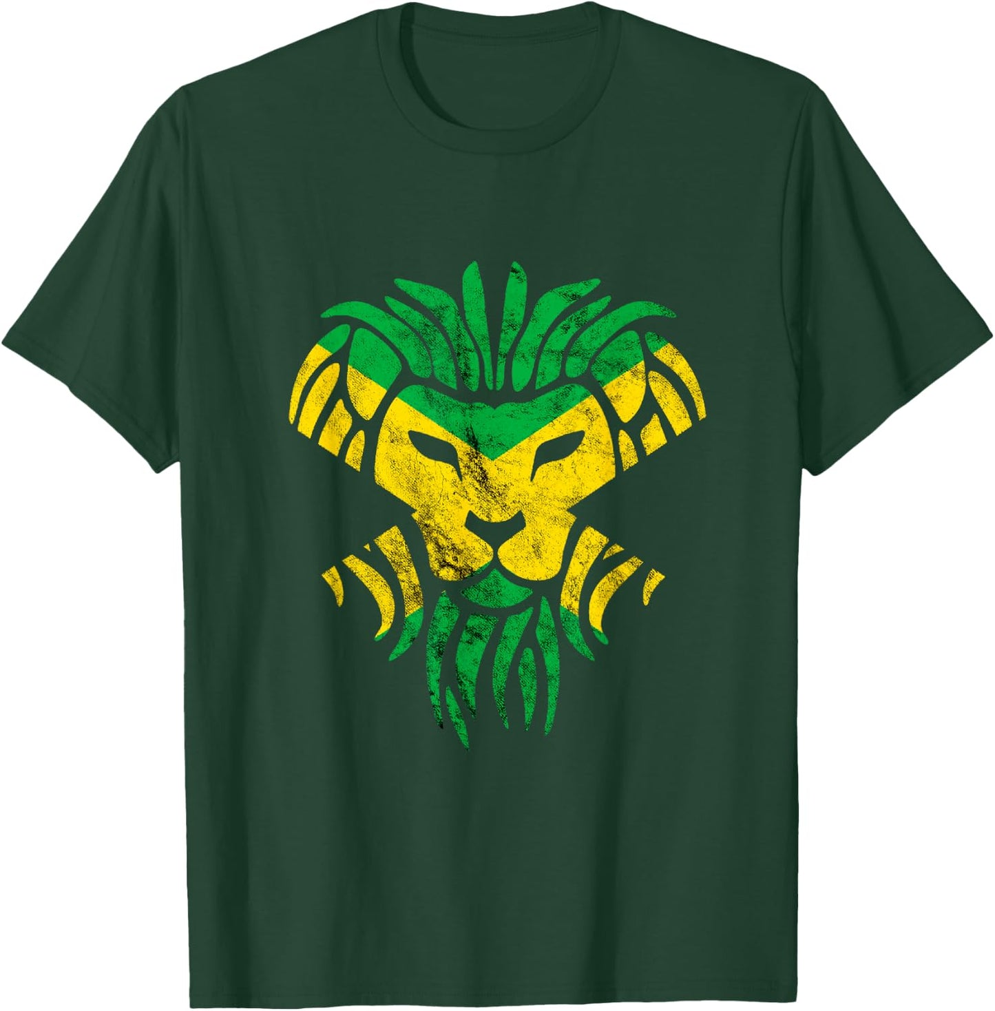 Jamaica Jamaican Roots Flag Tropical Lion Head Proud T-Shirt - T-Shirt | Forest