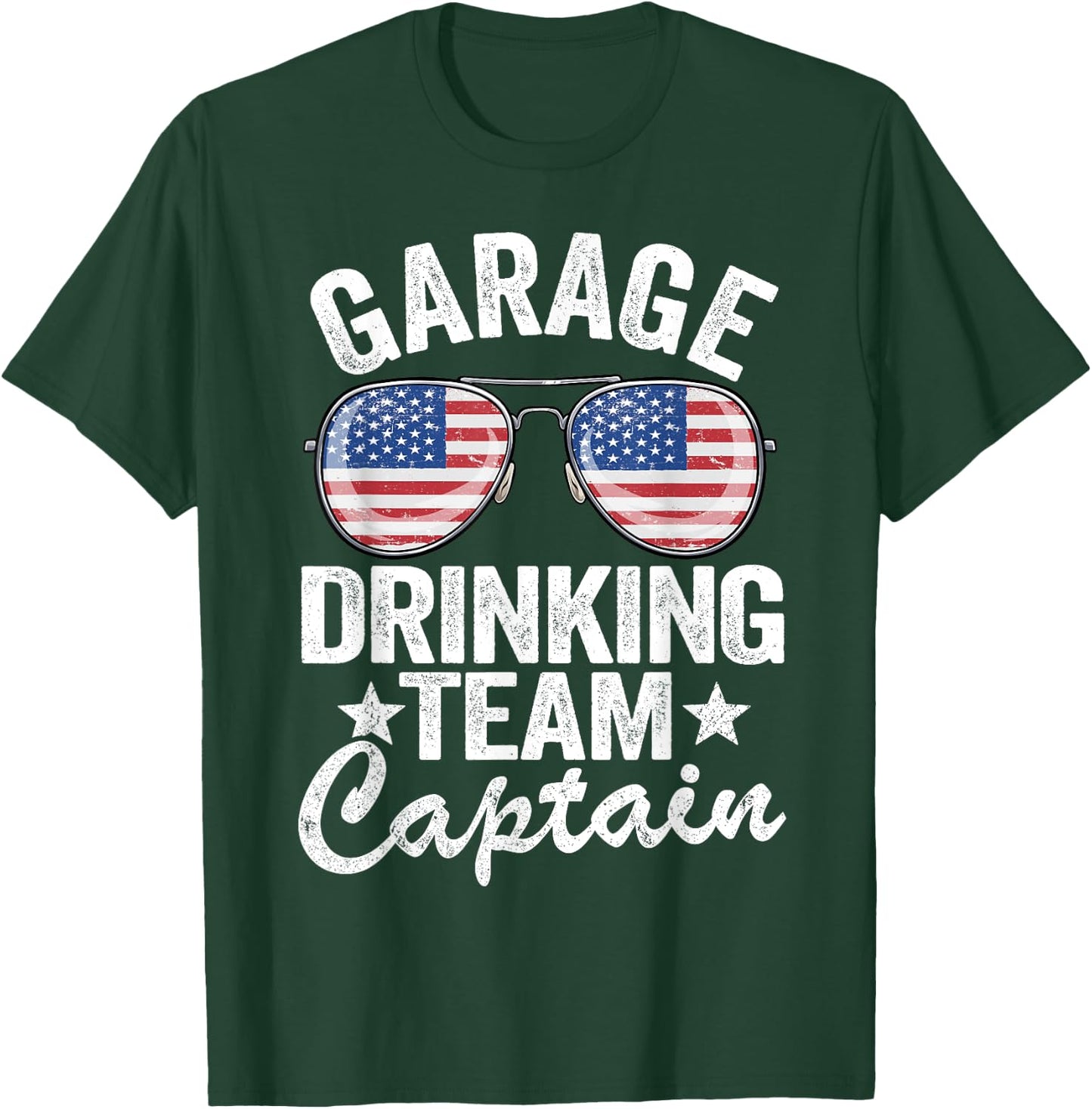 4th Of July Beer American Flag Garage Drinking Team Captain Men T-Shirt - T-Shirt | Forest