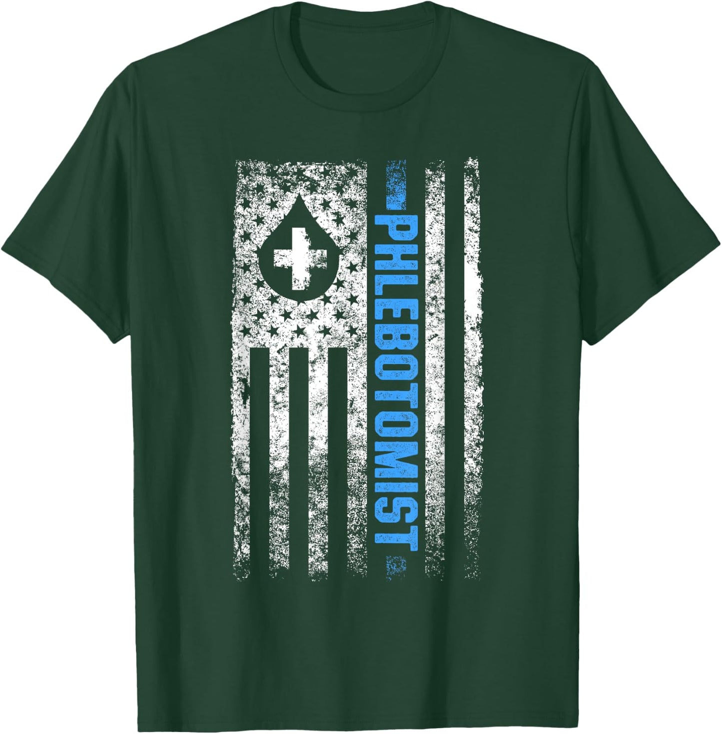 Phlebolyse Krankenschwester Analyse Vene Geschenk US Flag Phlebotomy Phlebotomic Blood Doctor T-Shirt - T-Shirt | Forest