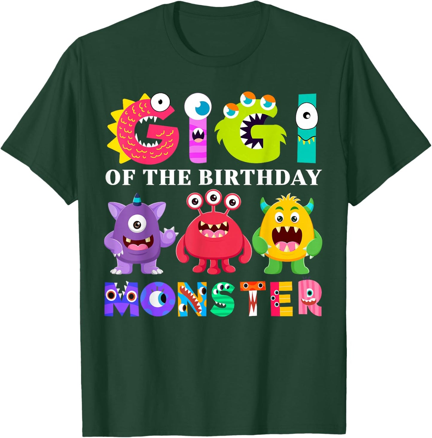 Gigi Little Monster Kids 1st Birthday Party Family Monster T-Shirt - T-Shirt | Forest