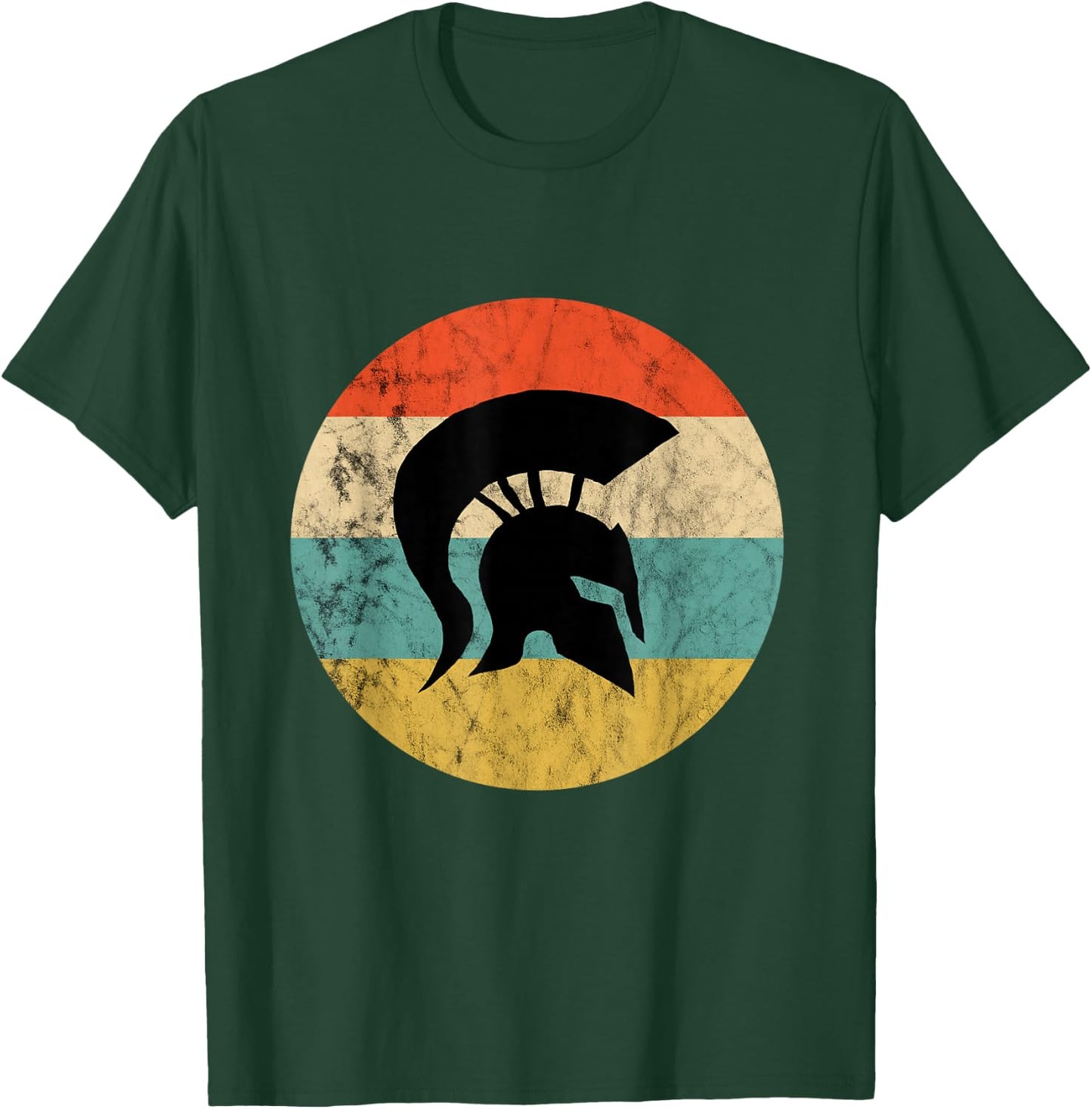 Sparta Soldier Retro Vintage Sunset Spartan Gladiator Helmet T-Shirt - T-Shirt | Forest