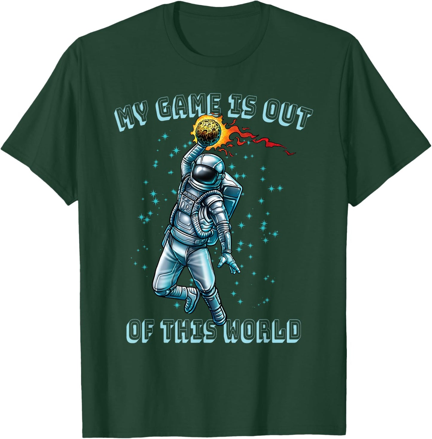 Astronaut Basketball Dunk Outer Space Game Out of This World T-Shirt - T-Shirt | Forest