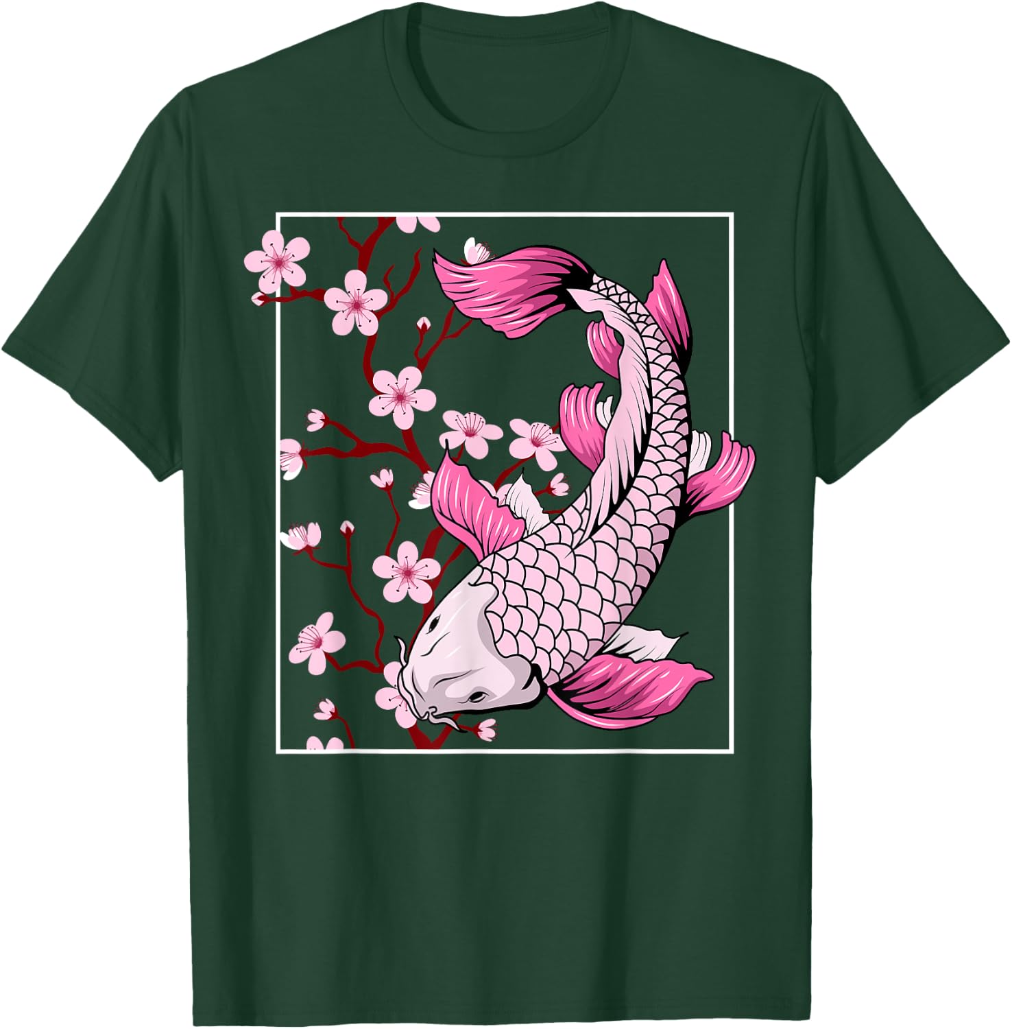 Vintage Sakura Blossom Flower Koi Fish T-Shirt - T-Shirt | Forest