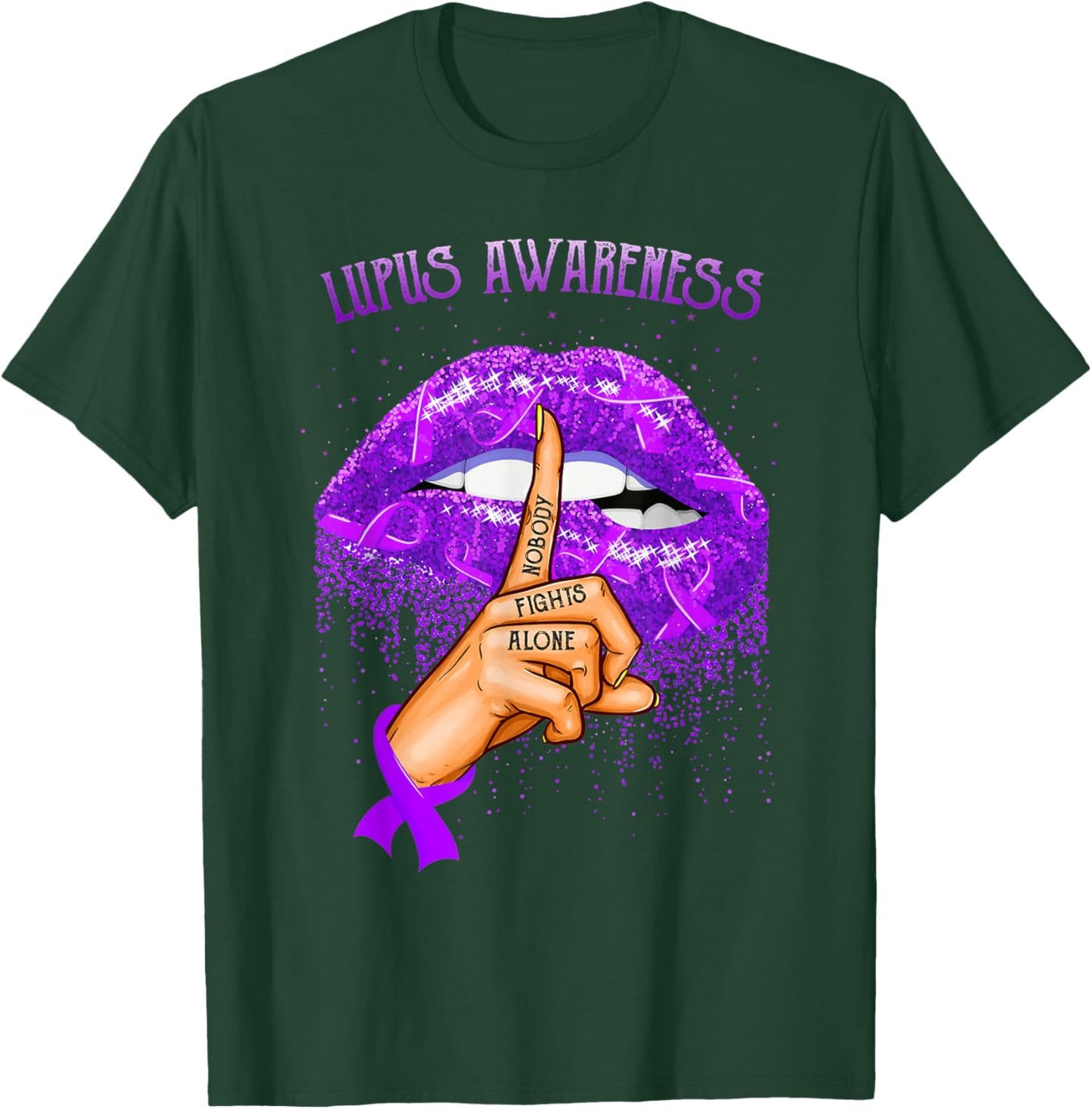 Biting Lips Lupus Awareness Month T-Shirt - T-Shirt | Forest