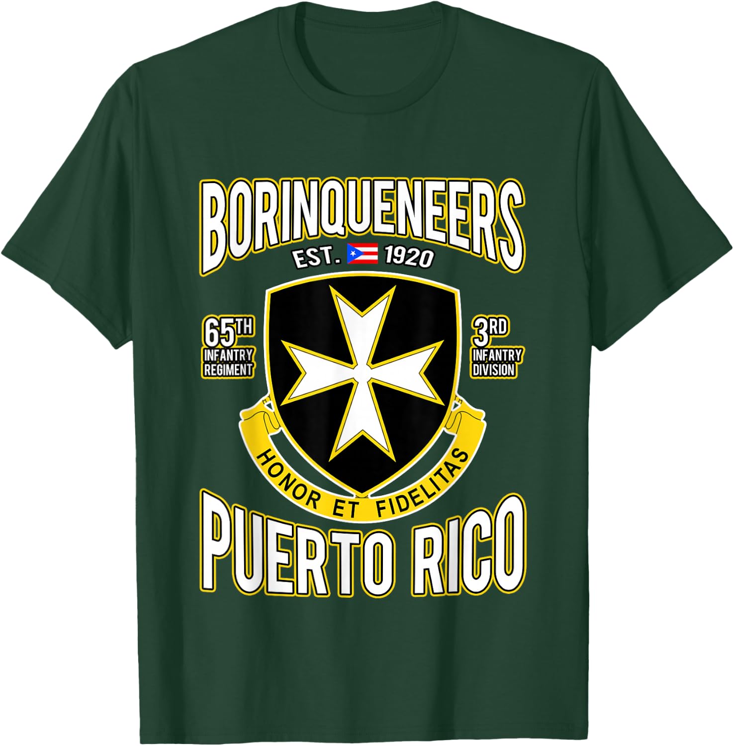 Borinqueneers Puerto Rico Flag Honor Et Fidelitas Gift T-Shirt - T-Shirt | Forest