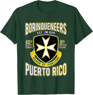 Borinqueneers Puerto Rico Flag Honor Et Fidelitas Gift T-Shirt - T-Shirt | Forest