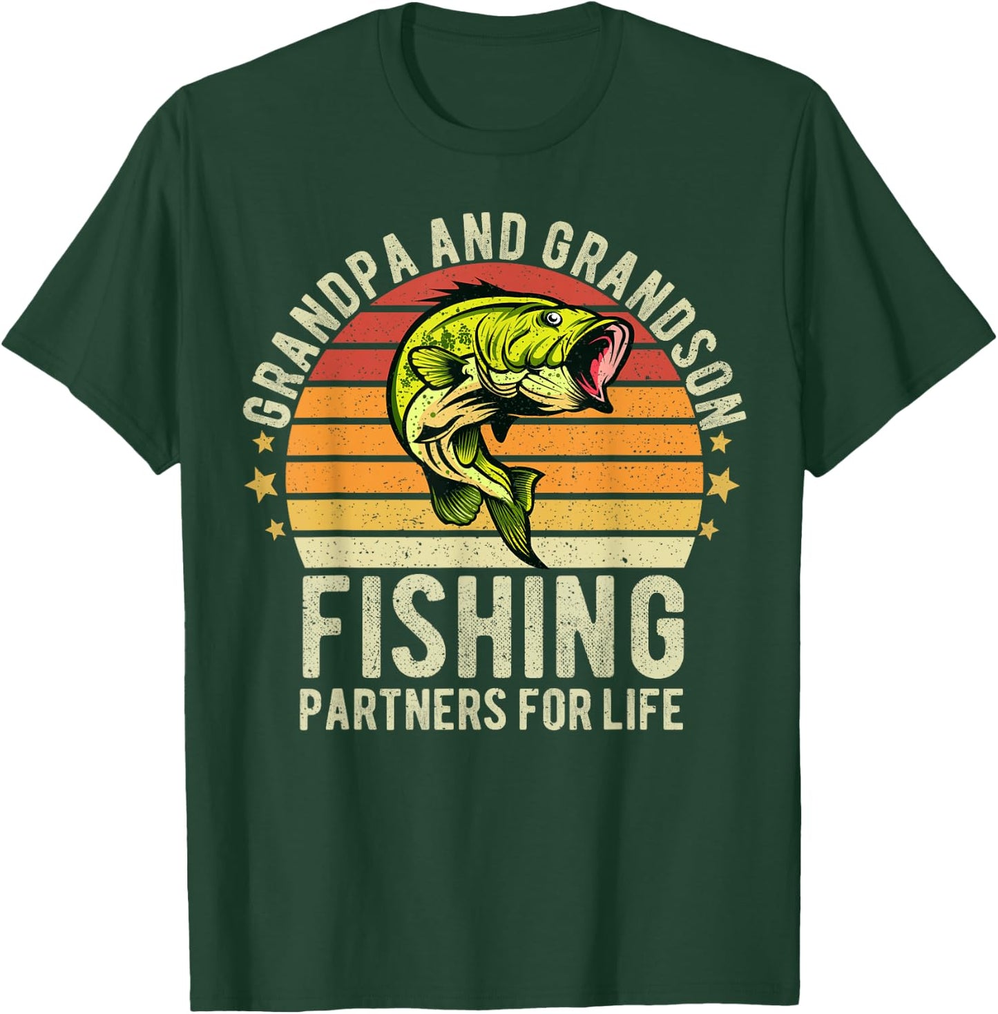 Funny Fisherman Grandpa and Grandson Fishing Partners T-Shirt - T-Shirt | Forest