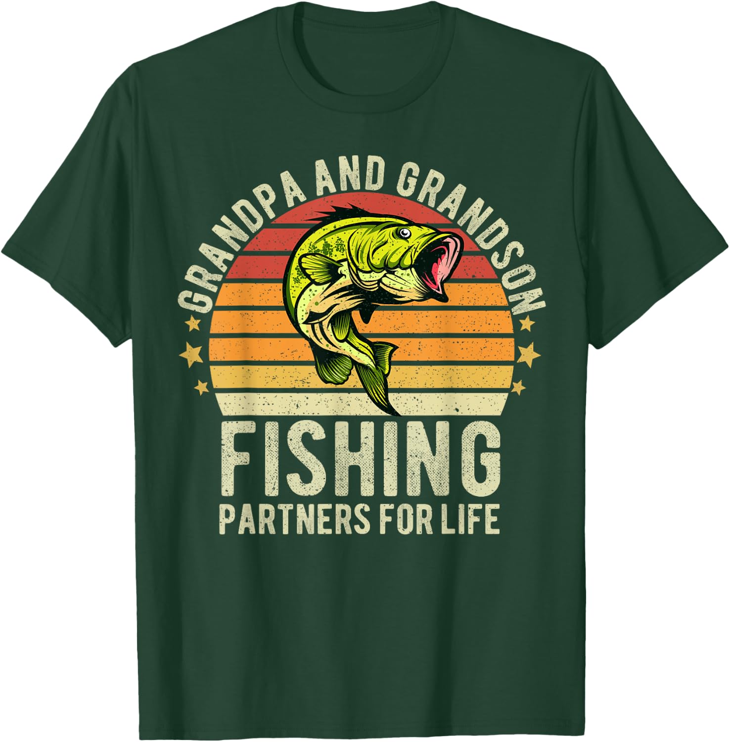 Funny Fisherman Grandpa and Grandson Fishing Partners T-Shirt - T-Shirt | Forest