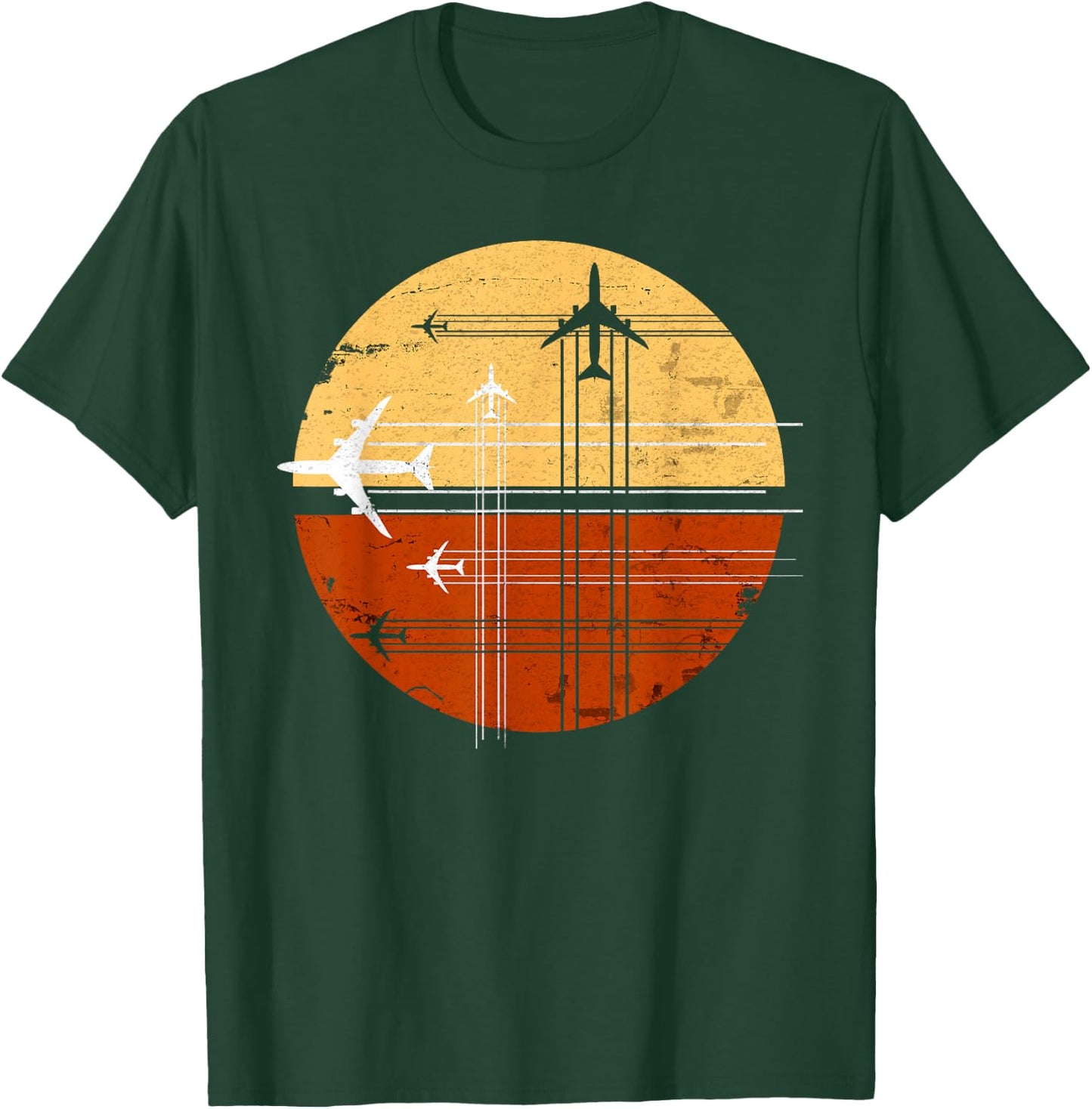 747 Sunrise Vintage Aircraft Retro Art AvGeek Pilot T-Shirt - T-Shirt | Forest