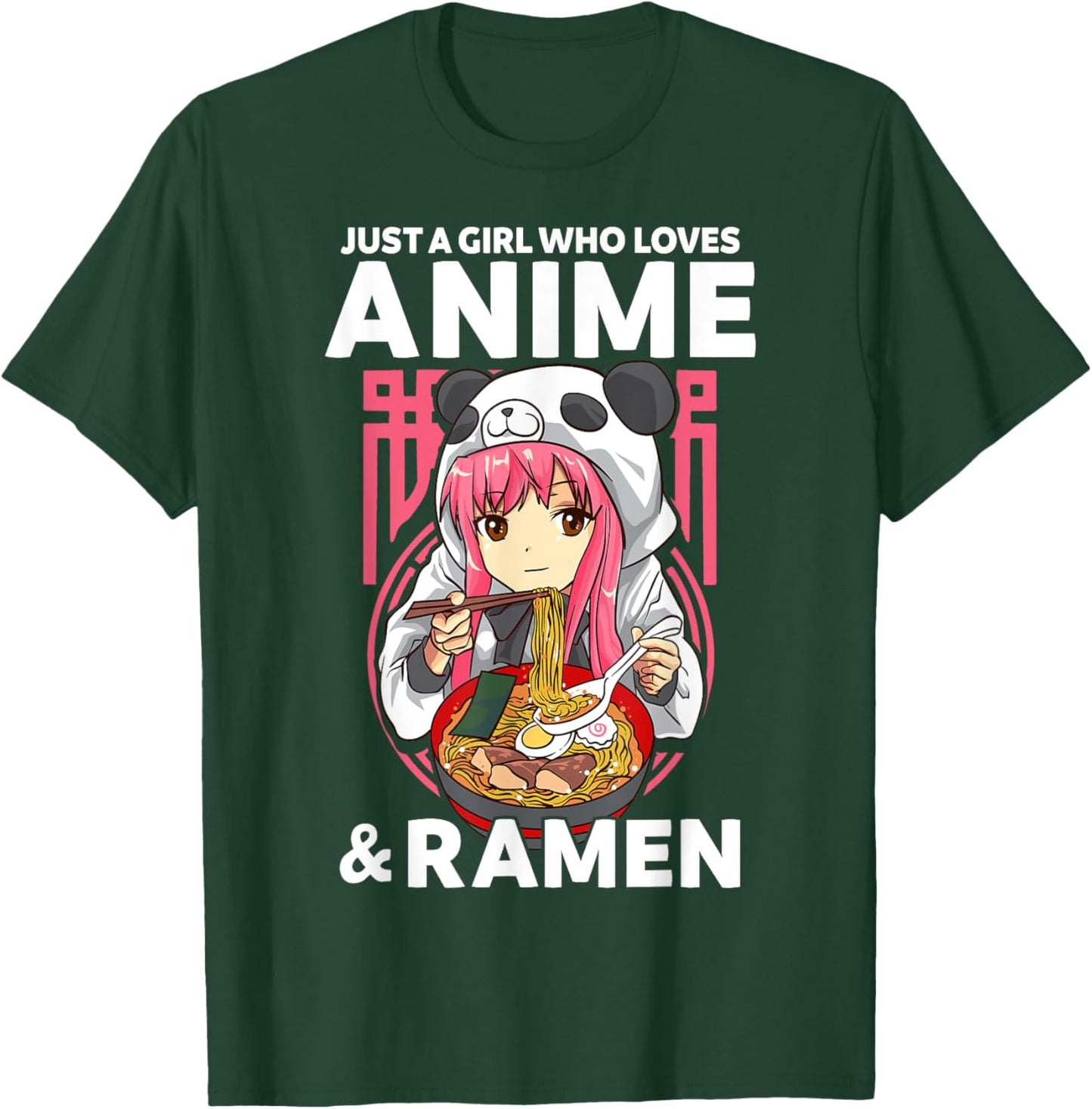 Just A Girl Who Loves Anime and Ramen Bowl Panda Teen Girl T-Shirt - T-Shirt | Forest