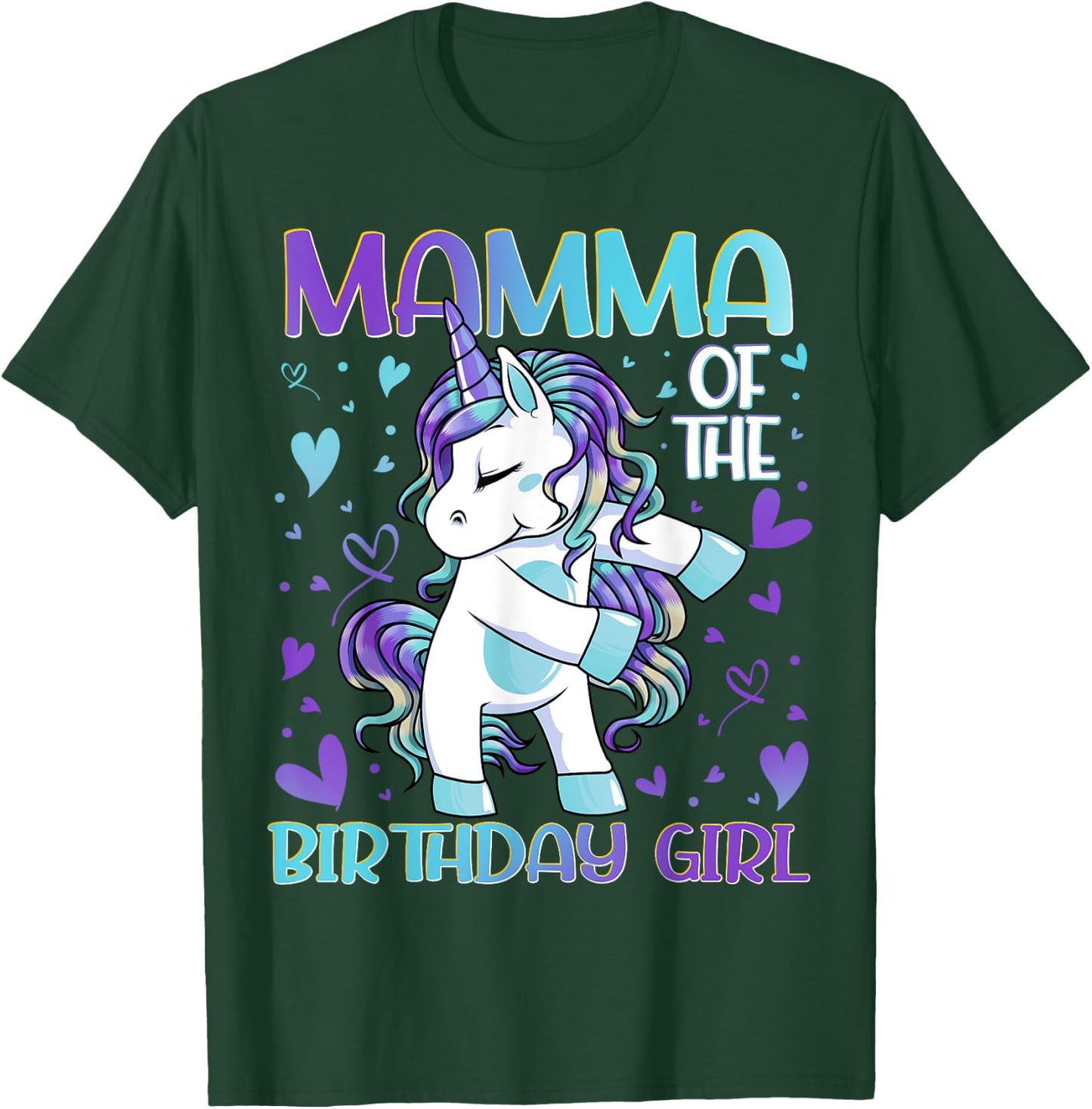 Mamma of the Birthday Girl Flossing Unicorn Mom Mommy Gifts T-Shirt - T-Shirt | Forest