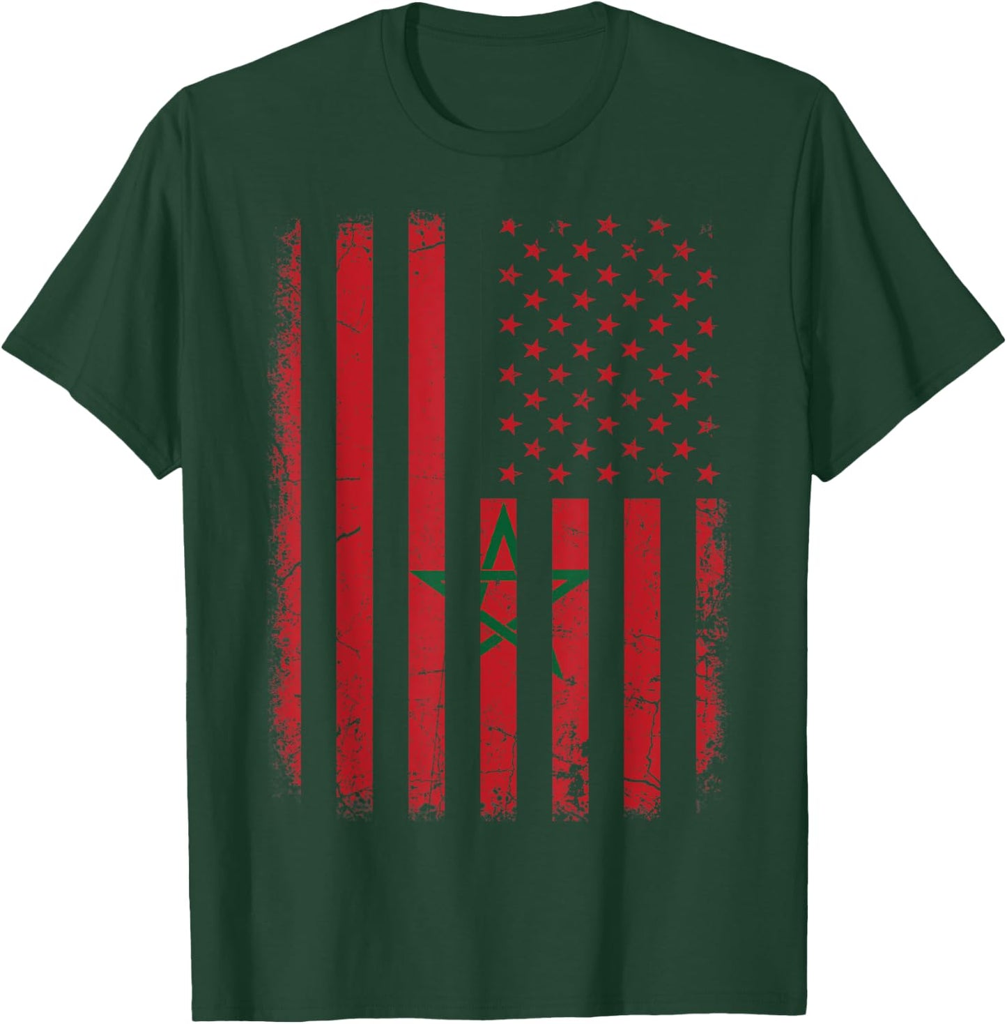Moroccan American Flag Moroccan Roots Morocco America Kids Men T-Shirt - T-Shirt | Forest