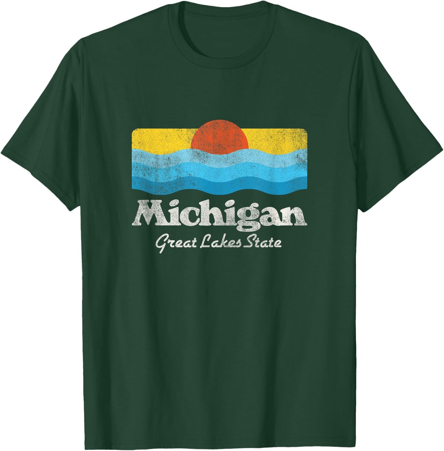 Retro Michigan Great Lakes State T-Shirt - T-Shirt | Forest