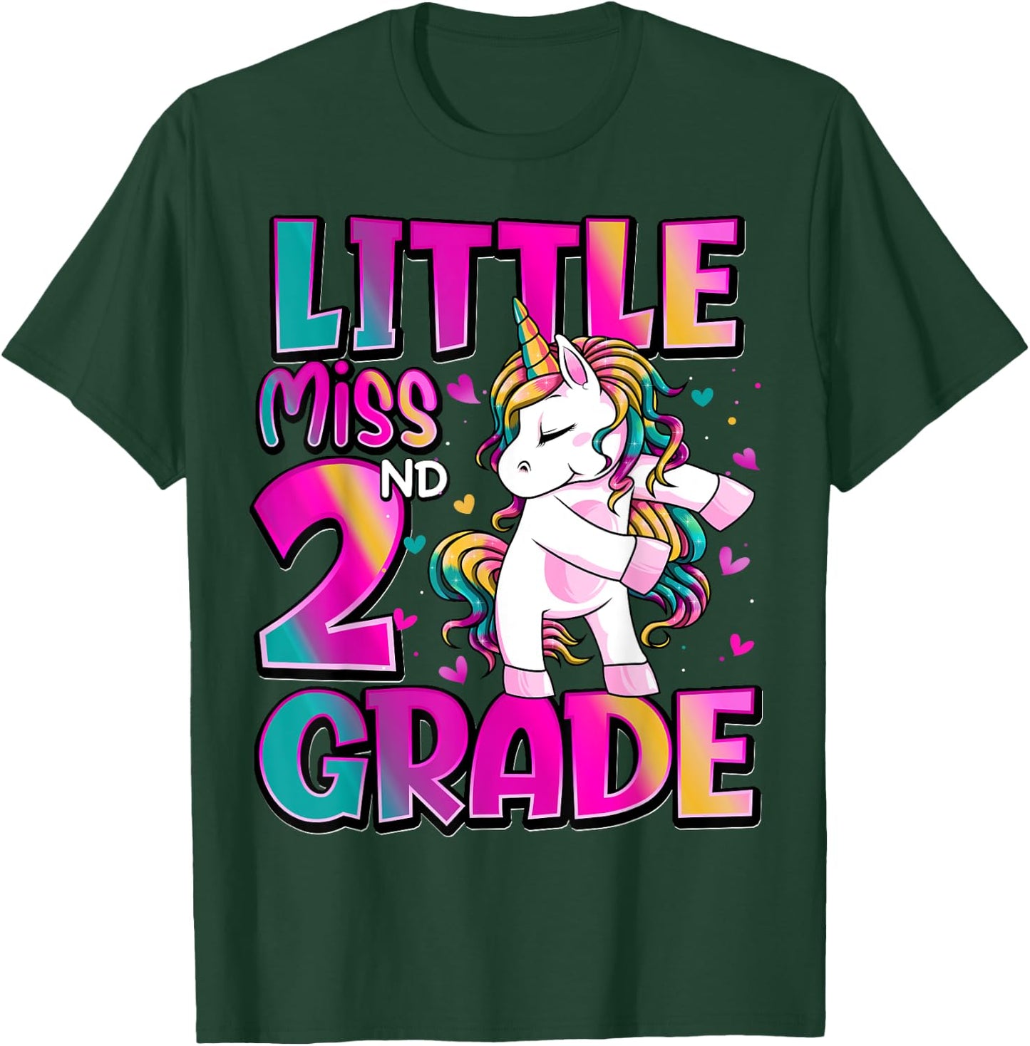 Little Miss 2nd Grade Unicorn Back To School 2nd Grade Girls T-Shirt - T-Shirt | Forest