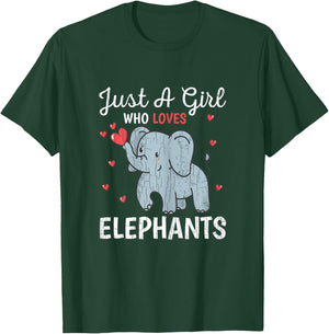 Just A Girl Who Loves Elephants Funny Cute Women Graphic T-Shirt - T-Shirt | Forest