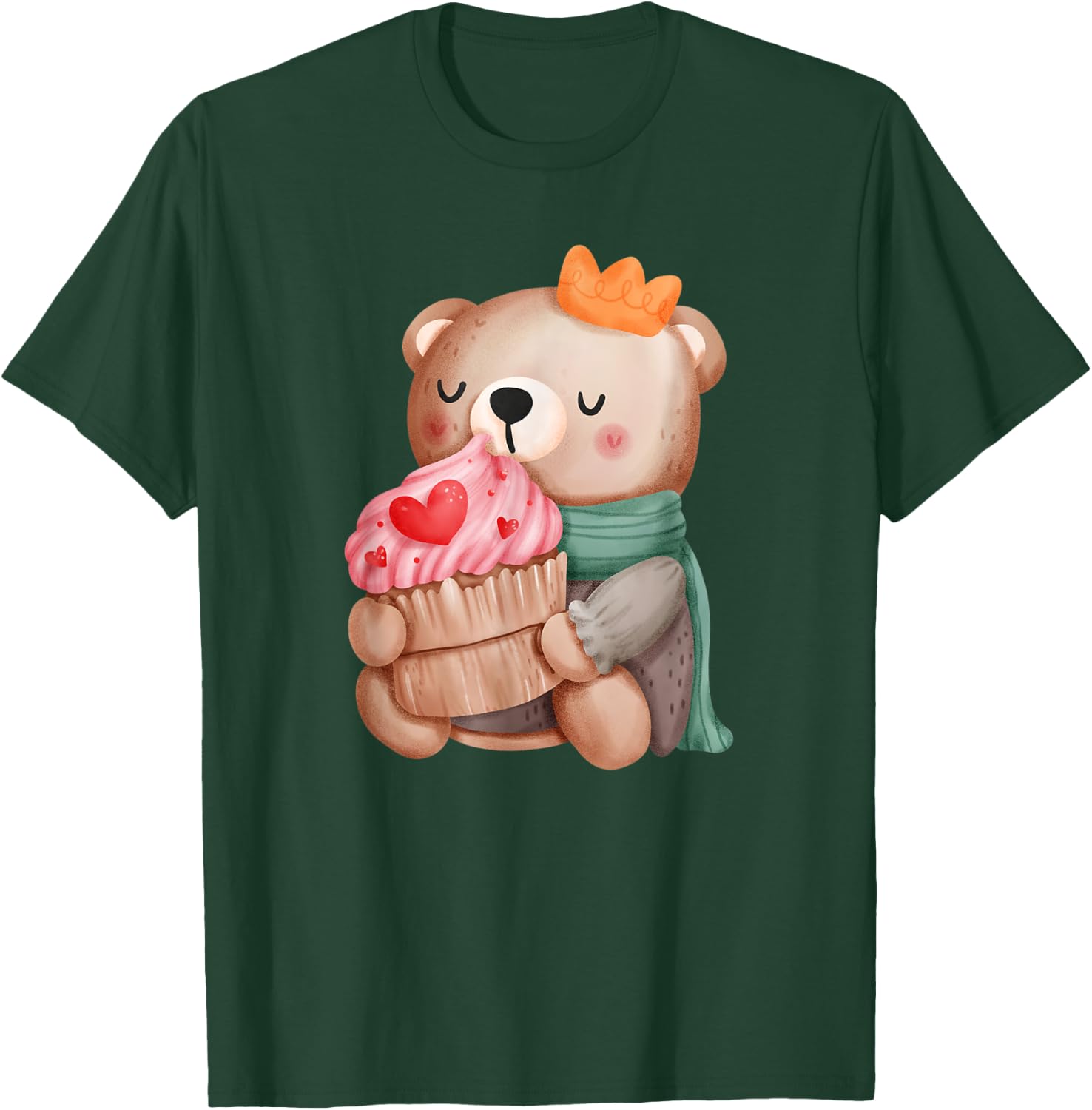 Cute Valentine Teddy Bear Pink Lovely Heart Cupcake Boy T-Shirt - T-Shirt | Forest