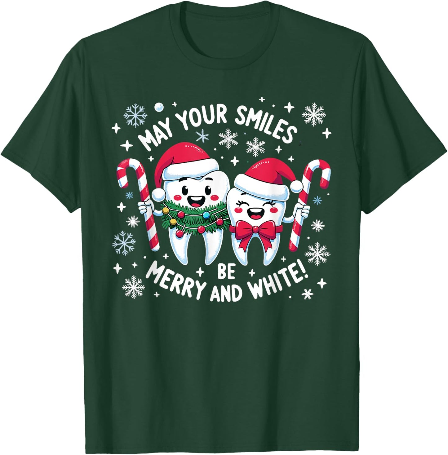 Merry and White Dental Christmas - Festive Dental Squad Xmas T-Shirt - T-Shirt | Forest