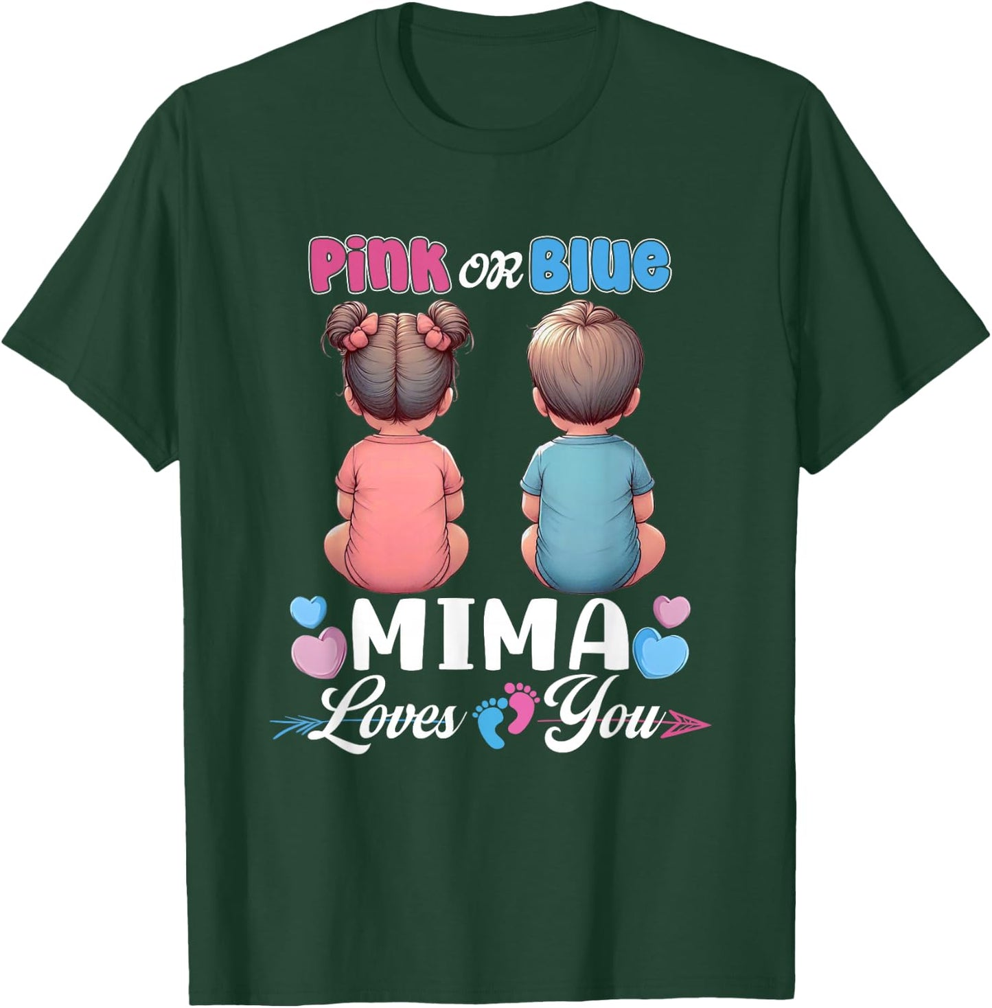 Pink Or Blue Mima Loves You Baby Gender Reveal Party T-Shirt - T-Shirt | Forest