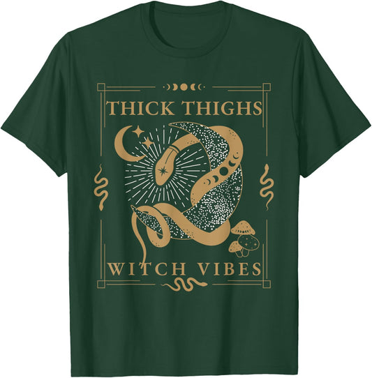 Snakes & Tarot Tattoo Aesthetic Thick Thighs Witch Vibes T-Shirt - T-Shirt | Forest