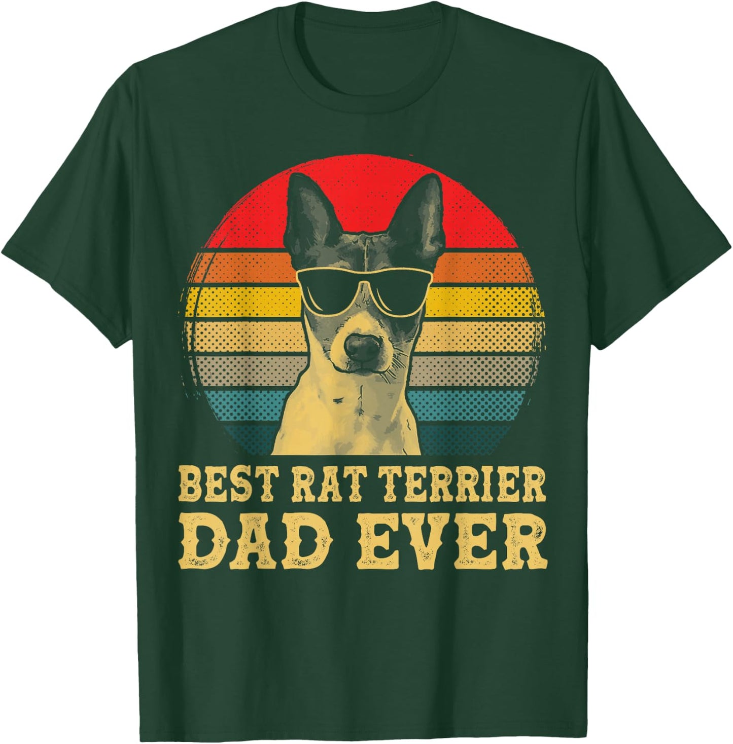 Best Rat Terrier Dad Ever Dog Lovers Retro Vintage T-Shirt - T-Shirt | Forest