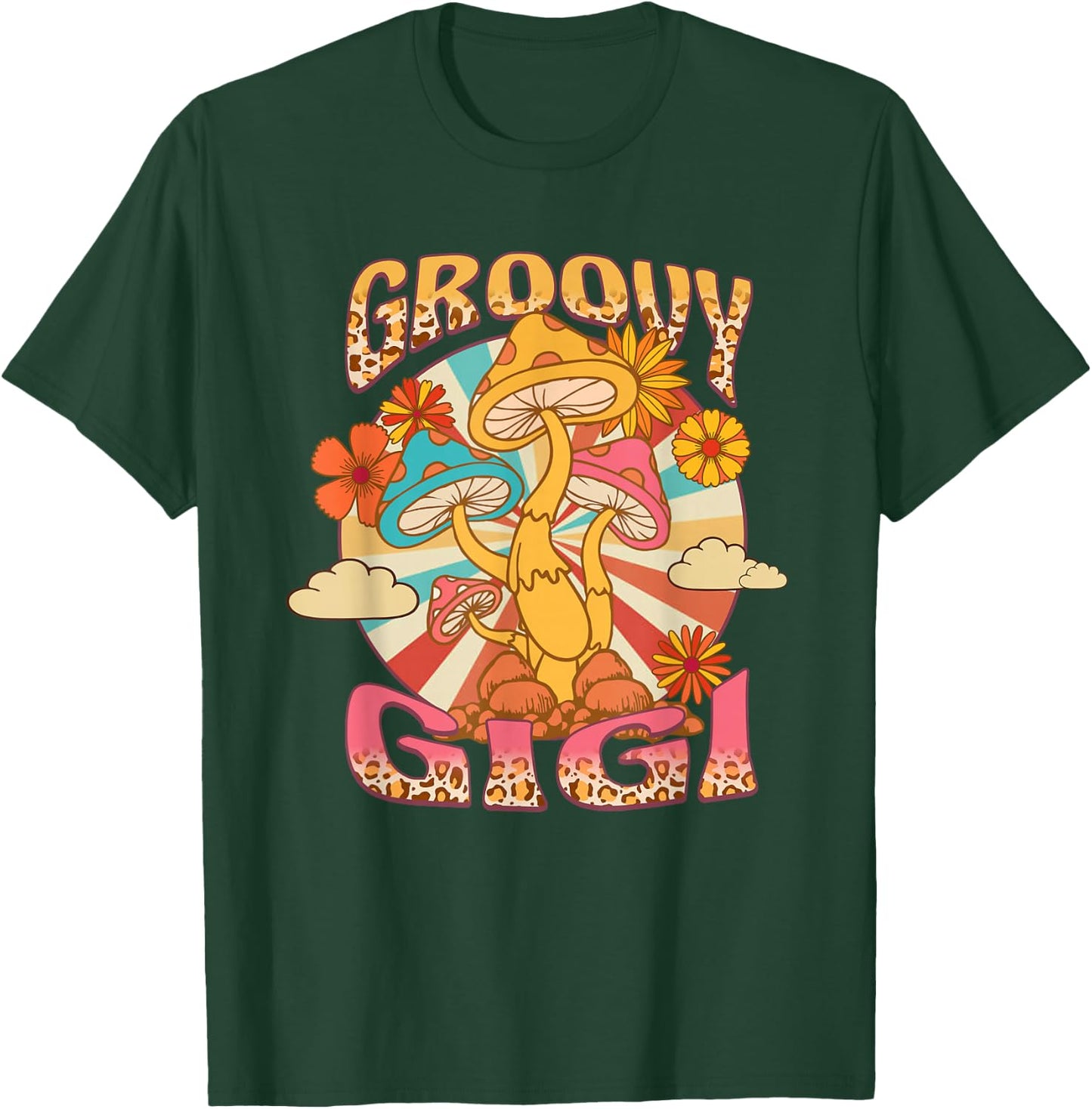 Groovy Gigi Leopard Mushroom Grandma Flowers Mother's Day T-Shirt - T-Shirt | Forest