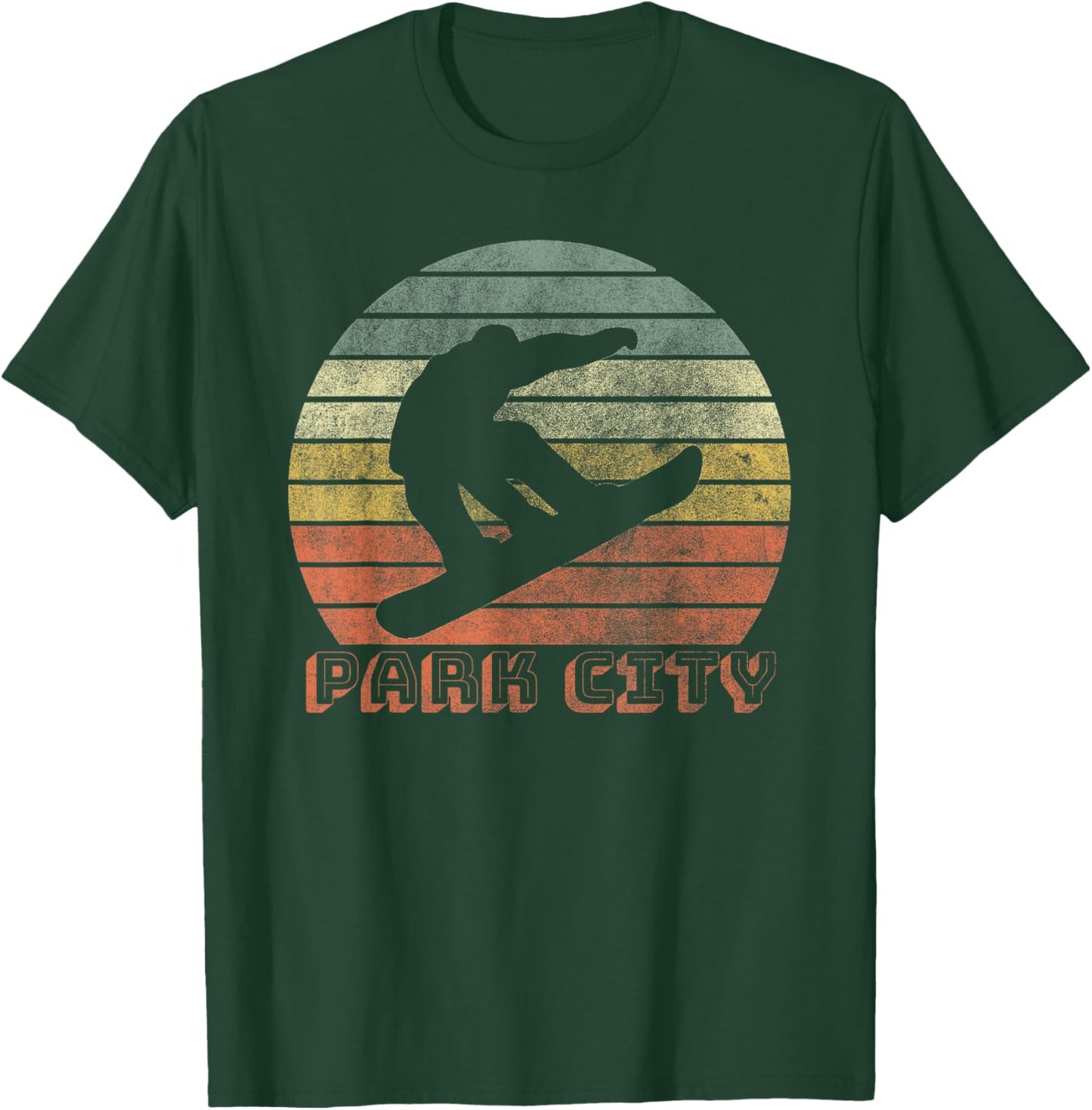 Park City Utah Snowboarding Retro Sunset Vintage T-Shirt - T-Shirt | Forest
