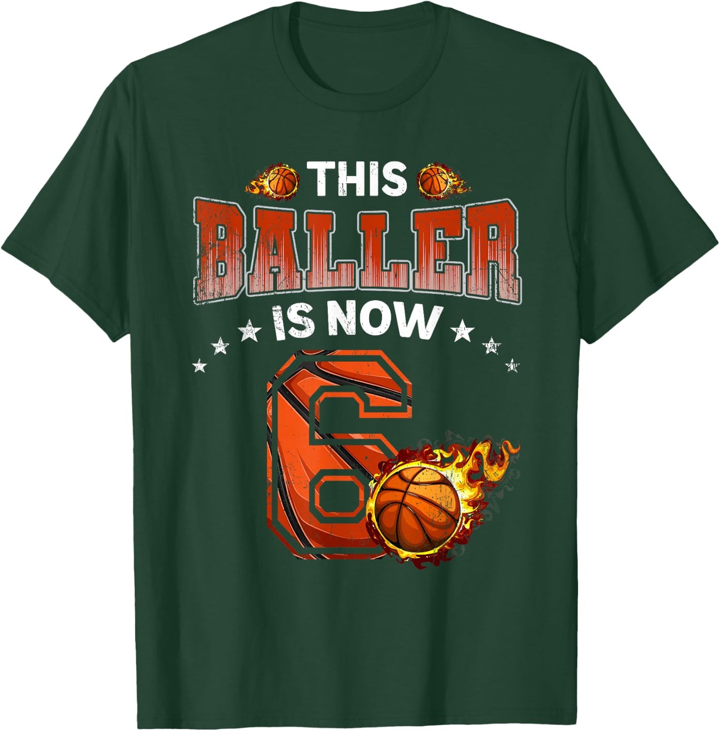 6th Birthday Boys Basketball Player Gifts 6 Years Old Kids T-Shirt - T-Shirt | Forest