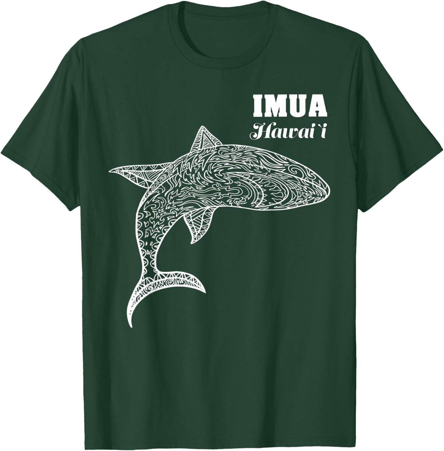 Hawaiian Tribal Mano Shark Art IMUA Hawaii T-Shirt - T-Shirt | Forest