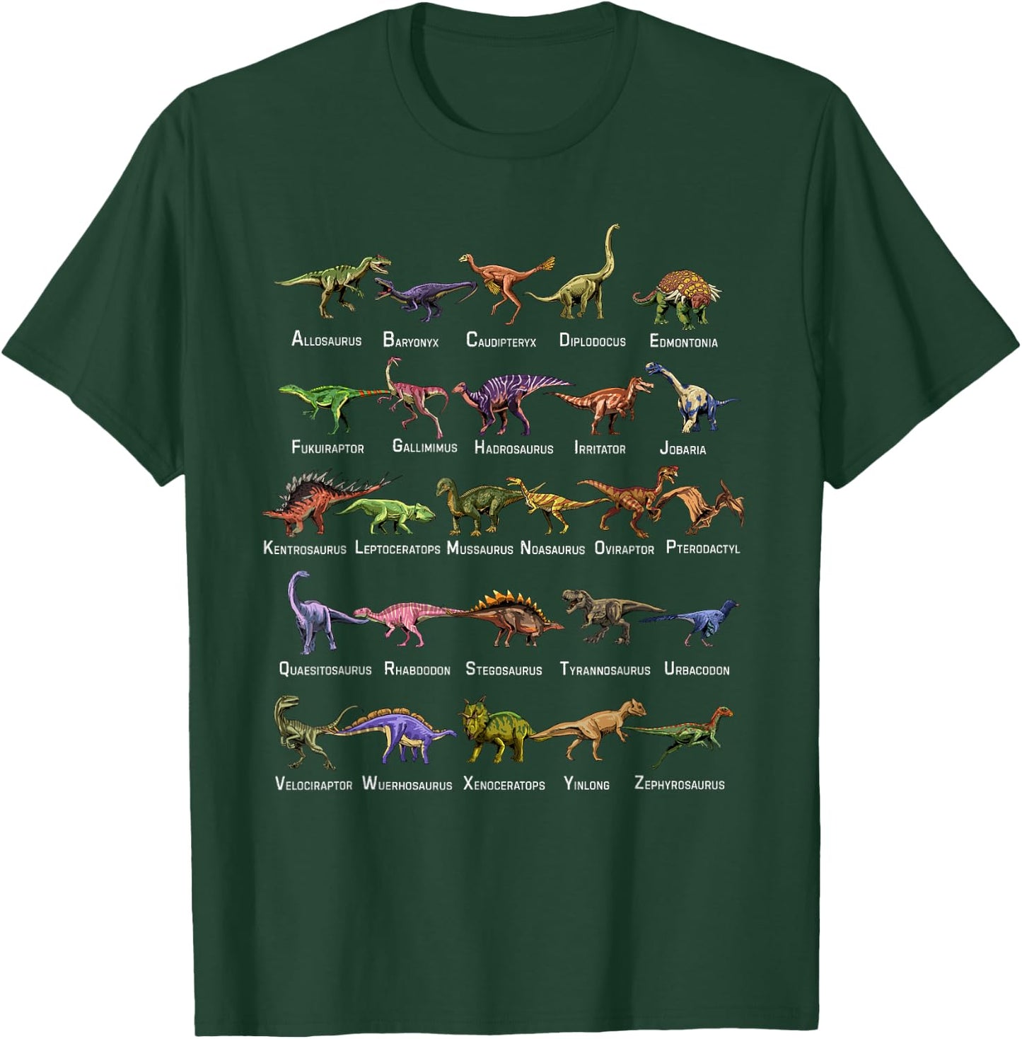 Dinosaur Alphabet Shirt Educational Dino Dinosaur Lover Kids T-Shirt - T-Shirt | Forest