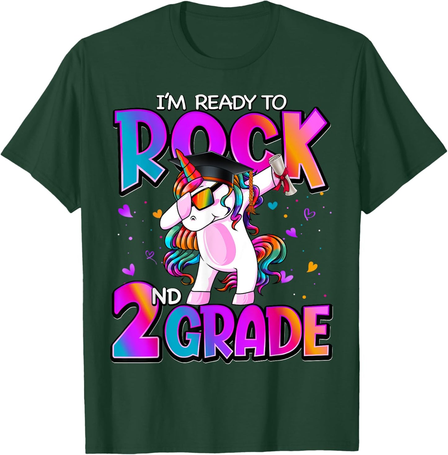 I'm Ready To Rock 2nd Grade Unicorn Back To School Girls T-Shirt - T-Shirt | Forest