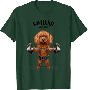 Tan Poodle Dog Weightlifting in Fitness Gym T-Shirt - T-Shirt | Forest