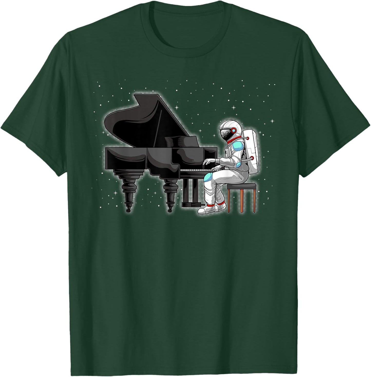 Cool Piano Art Women Keyboard Piano Player Astronaut T-Shirt - T-Shirt | Forest