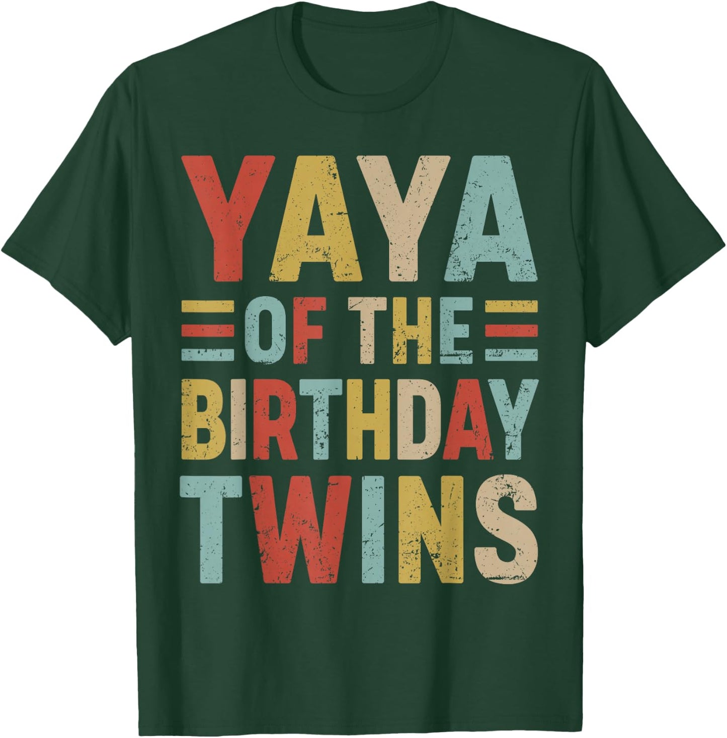 Yaya of The Birthday Twins Family Matching Bday Party T-Shirt - T-Shirt | Forest