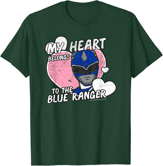 Power Rangers My Heart Belongs to The Blue Ranger Vintage T-Shirt - T-Shirt | Forest