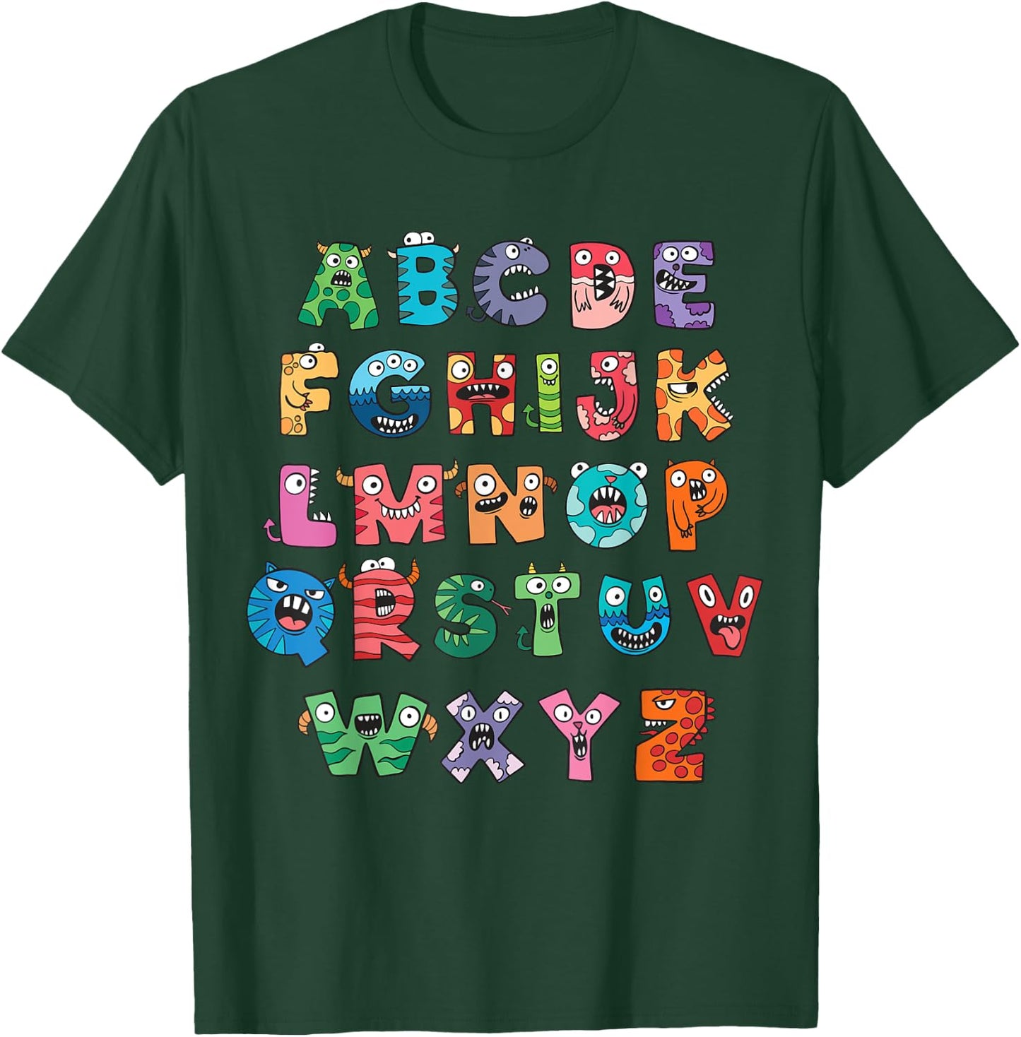 ABC Cute Monster Alphabet Halloween Teacher Costume Kids T-Shirt - T-Shirt | Forest