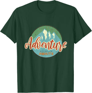 Adventure Awaits Vintage Great Adventure Hiking Camping T-Shirt - T-Shirt | Forest