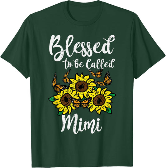 Blessed To Be Called Mimi Sunflower Mothers Day Grandma T-Shirt - T-Shirt | Forest