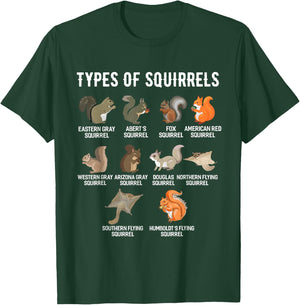 Types of Squirrels Shirt Funny Squirrel Shirt Cute Squirrel T-Shirt - T-Shirt | Forest