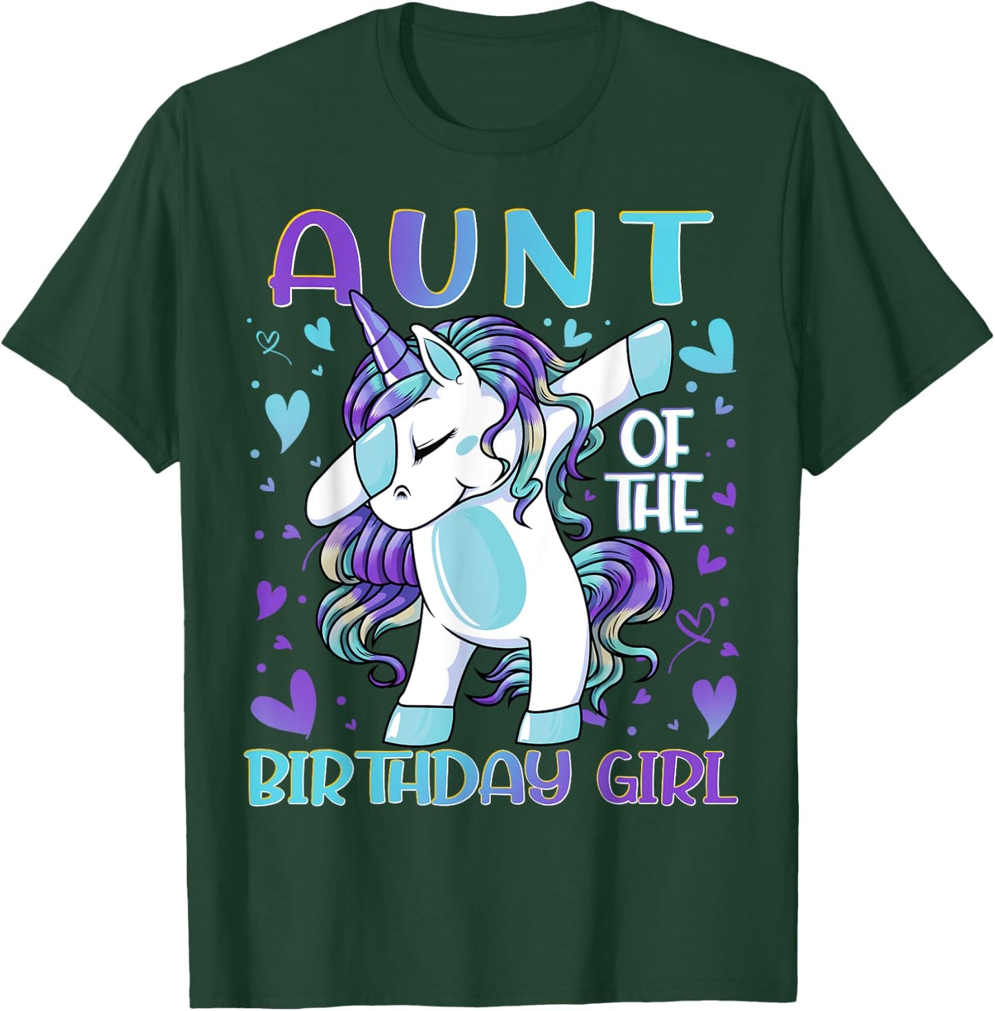 Aunt of the Birthday Girl Dabbing Unicorn Aunt Women Gifts T-Shirt - T-Shirt | Forest