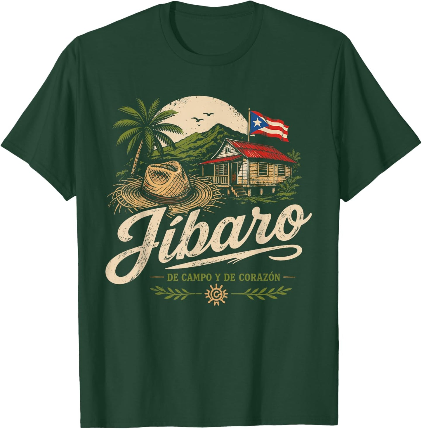 Jibaro Puerto Rico Pride Campo Heritage Boricua Roots T-Shirt - T-Shirt | Forest