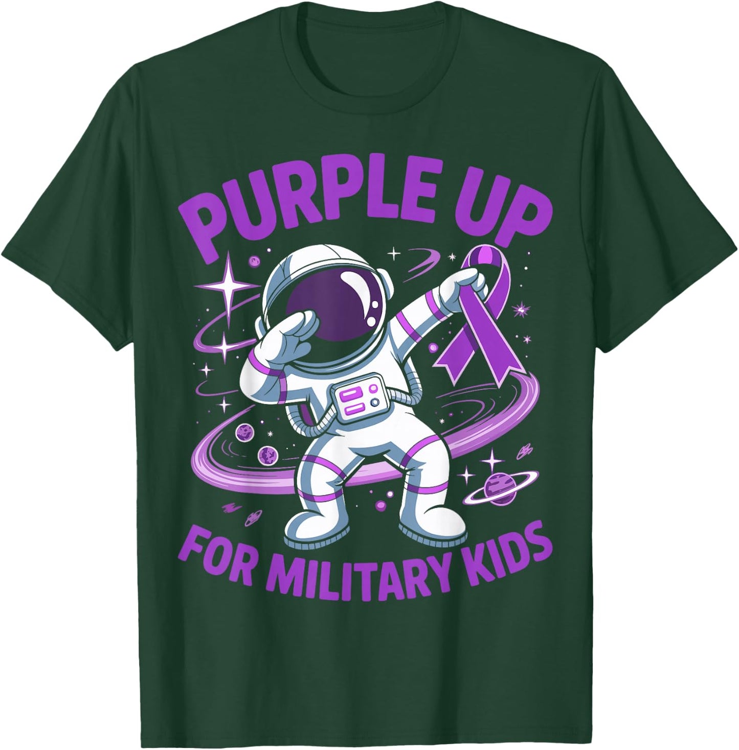 Purple Up for Military Kids Military Child Month Astronaut T-Shirt - T-Shirt | Forest