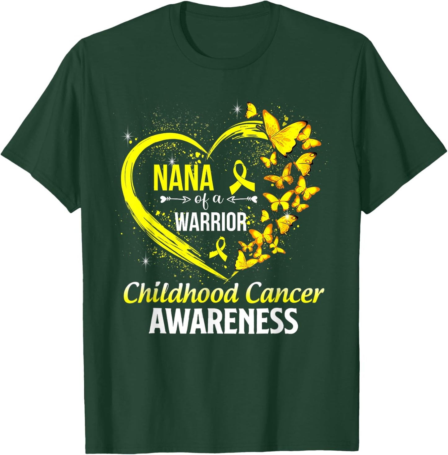 Butterfly Nana Of A Warrior Childhood Cancer Awareness T-Shirt - T-Shirt | Forest