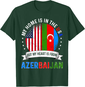Azerbaijani American Patriot Heart is from Azerbaijan Flag T-Shirt - T-Shirt | Forest