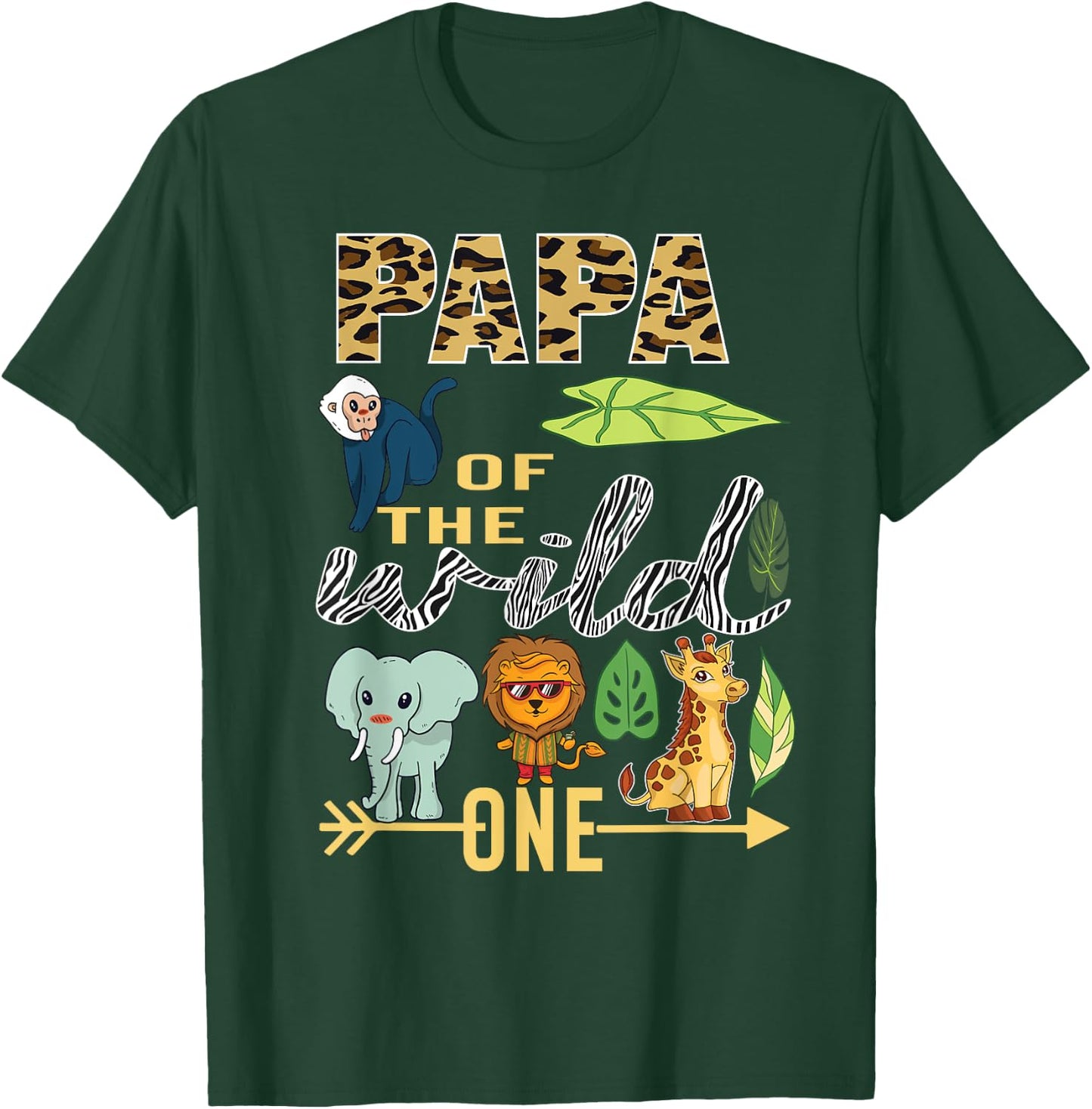 Papa Of The Wild One Zoo 1st Birthday Safari Jungle Animal T-Shirt - T-Shirt | Forest
