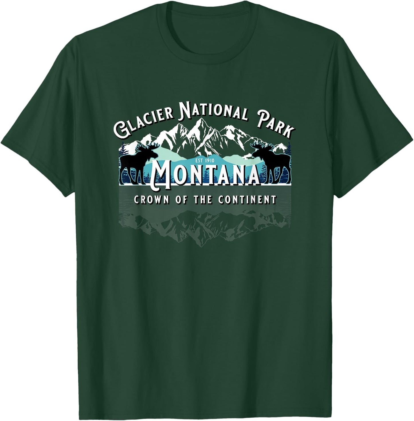 Glacier National Park Montana Moose Hiking Camping Souvenir T-Shirt - T-Shirt | Forest