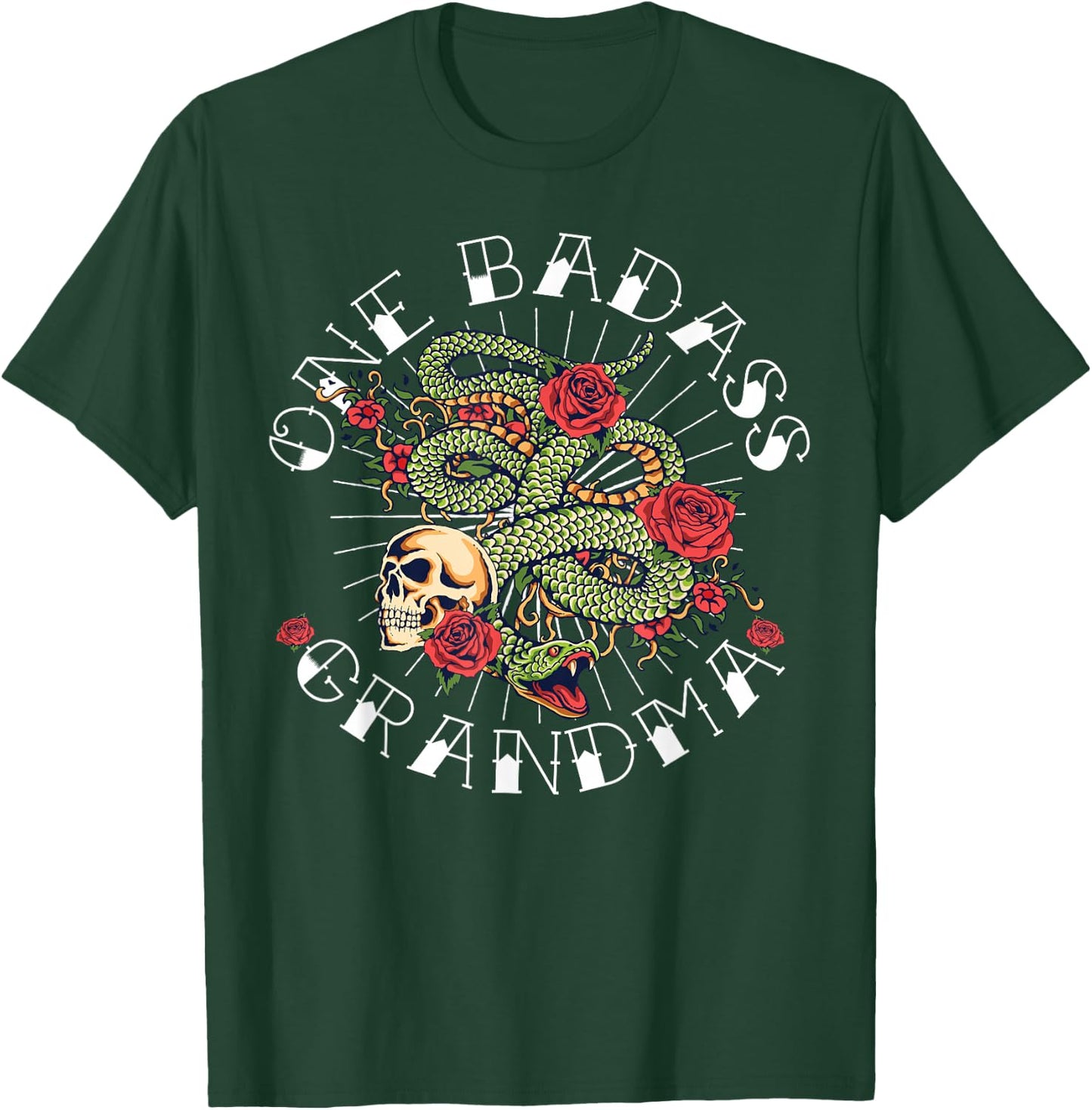 One Badass Grandmother Tattoo Art Funny Gift Grandma T-Shirt - T-Shirt | Forest