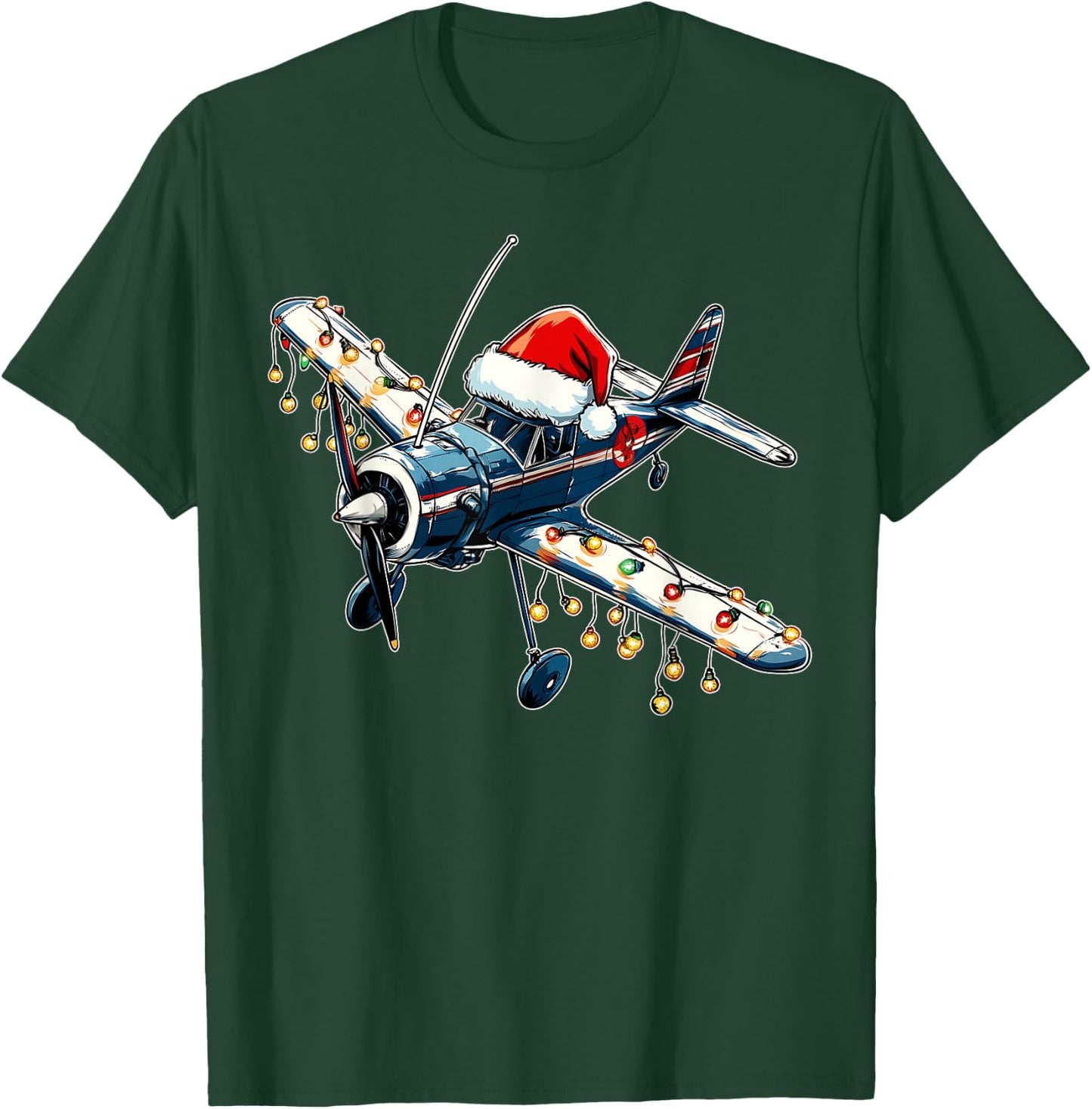 RC Airplane Model Flight Pilot Christmas Hat Xmas T-Shirt - T-Shirt | Forest