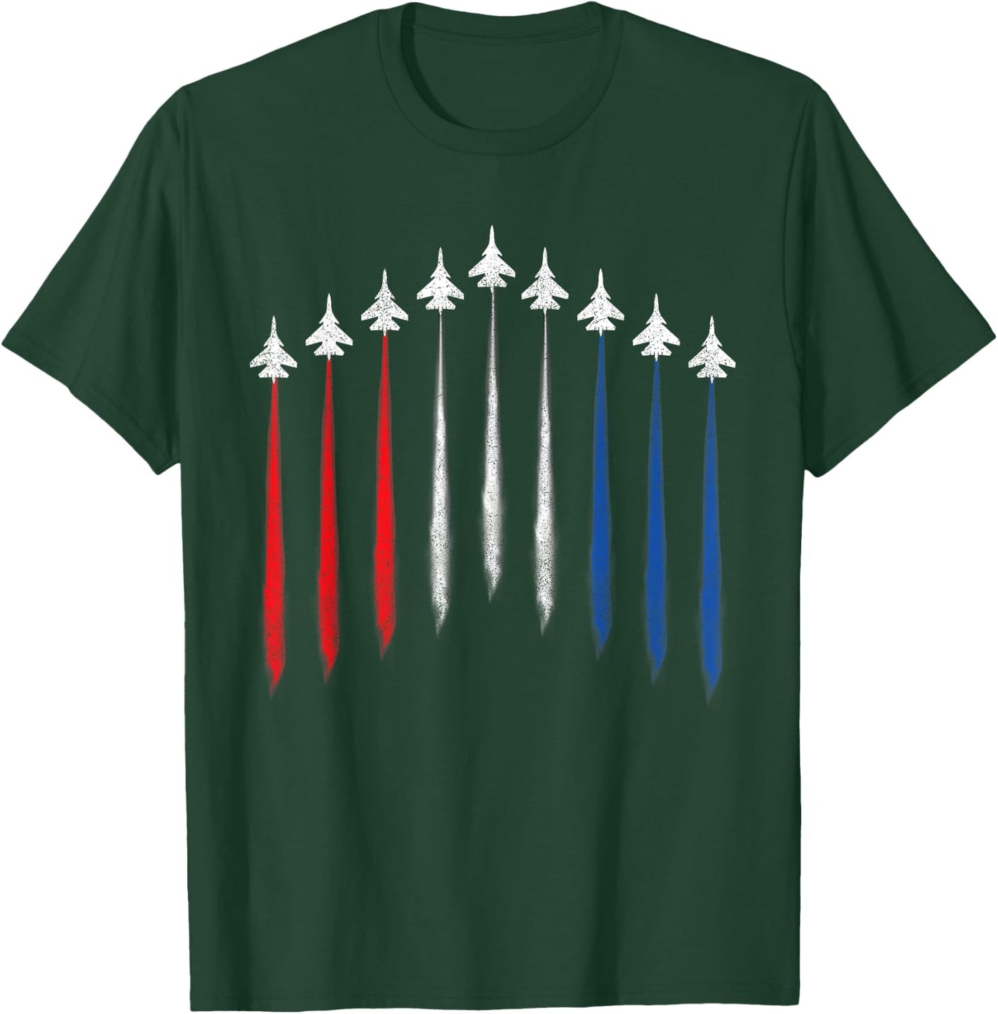 Fighter Jet American Flag Men 4th Of July Patriotic T-Shirt - T-Shirt | Forest